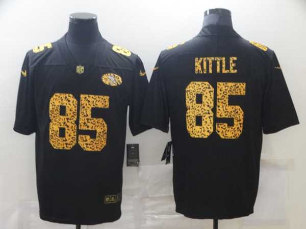 Mens San Francisco 49ers #85 George Kittle 2020 Black Leopard Print Fashion Limited Stitched Jersey Dzhi->->NFL Jersey